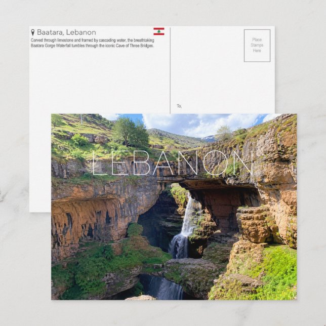 Cachoeira Baatara, Cartão Postal de Viagem do Líba (Frente/Verso)