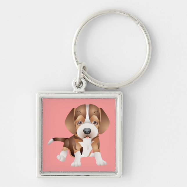 Cachorrinho Beagle Rosa Porta-Chaves (Frente)