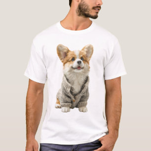 Cachorrinho Corgi Adorável em um Suéter de Tricô A