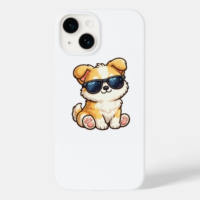 Cachorrinho Fofo com Óculos de Sol Design Kawaii (Verso)