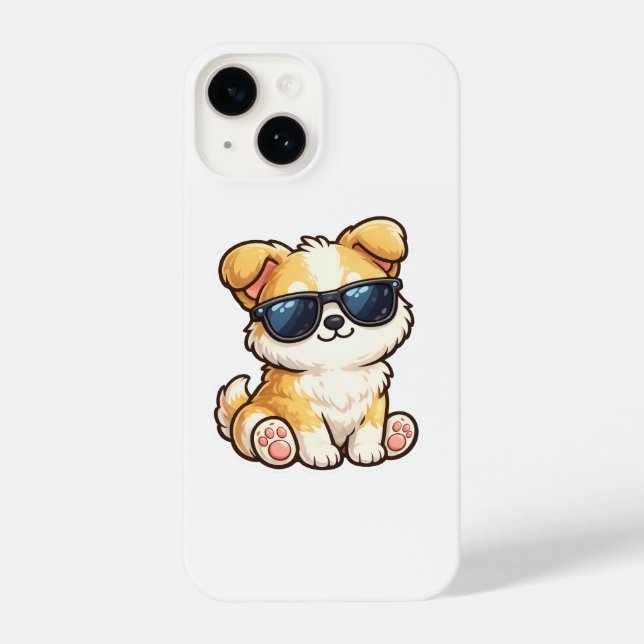 Cachorrinho Fofo com Óculos de Sol Design Kawaii (Verso)