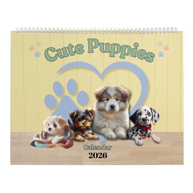 Cachorrinhos Fofos Calendário 2026 (Capa)