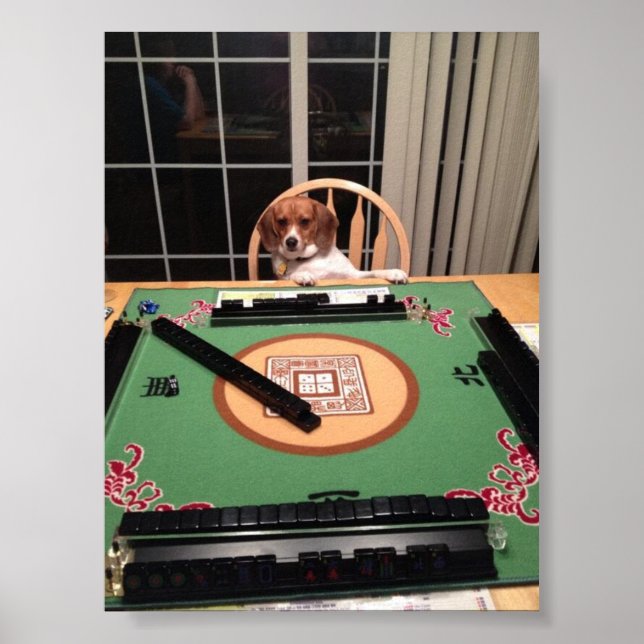 Cachorro a jogar Mahjong Poster (Frente)