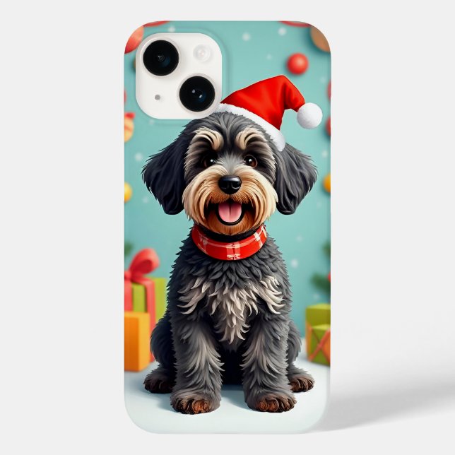 Cachorro Adorável com Chapéu de Papai Noel (Verso)