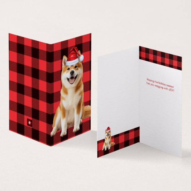 Cachorro Akita de Natal com Xadrez Buffalo Vermelh (Interior e exterior)