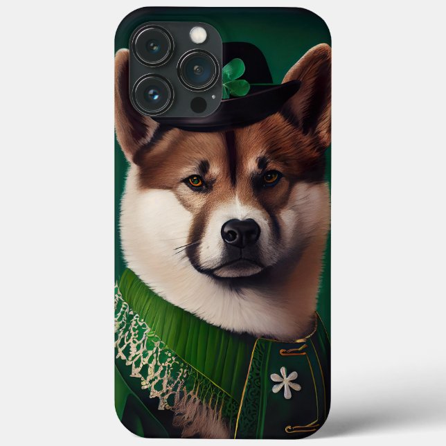 cachorro akita vestido para o Dia de São Patrício (Verso)