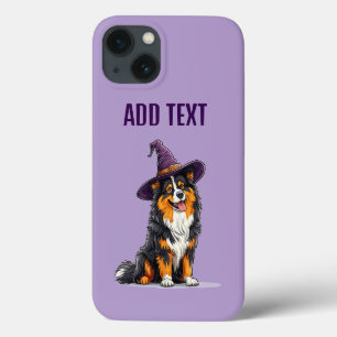 Cachorro Alegre Usando um Chapéu de Bruxa