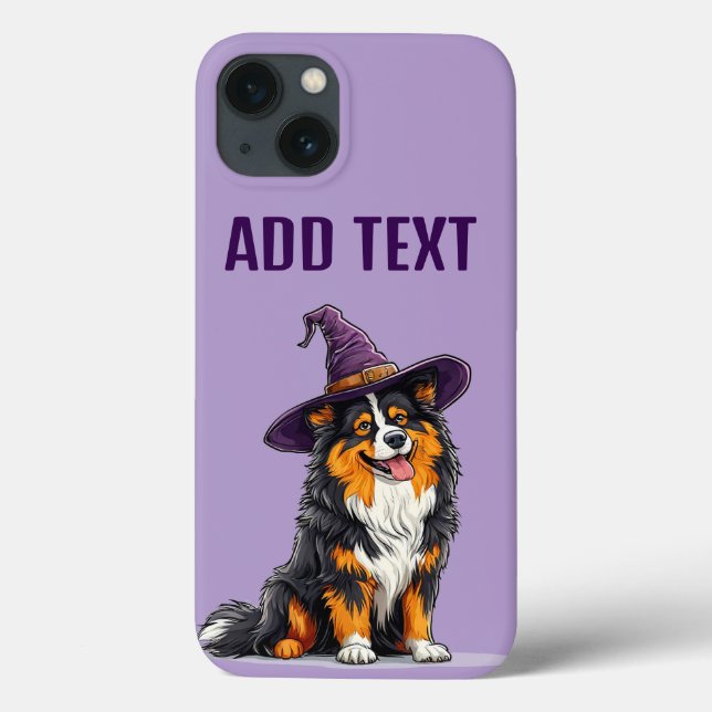 Cachorro Alegre Usando um Chapéu de Bruxa (Verso)
