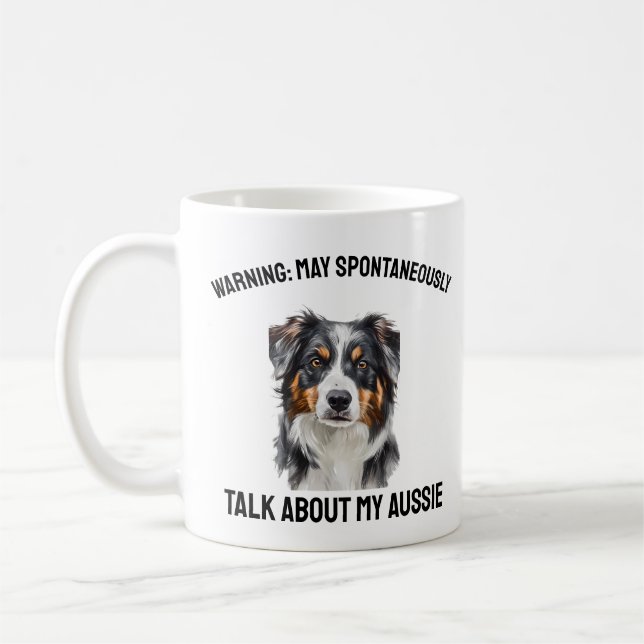 Cachorro Aussie Fala uma caneca de café engraçada  (Esquerda)