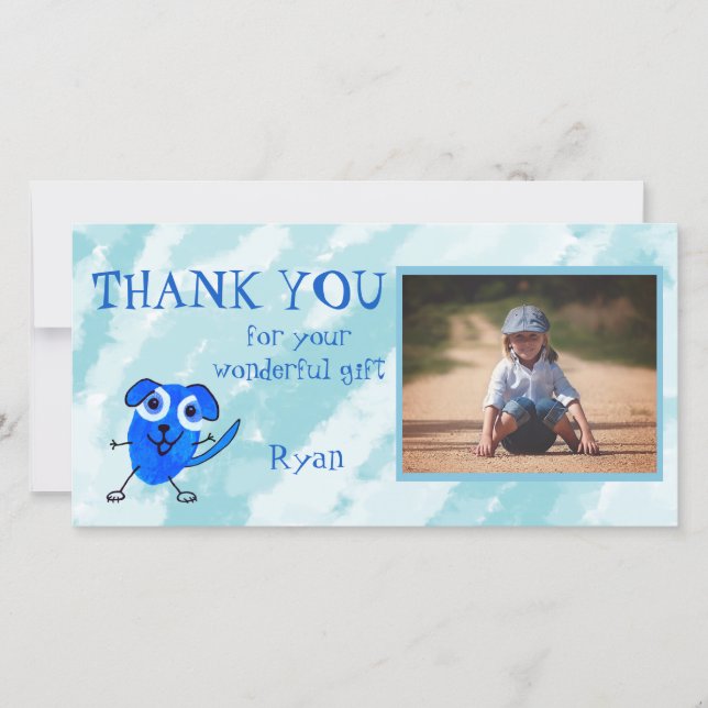 Cachorro Azul Agradecimento Personalizado (Frente)