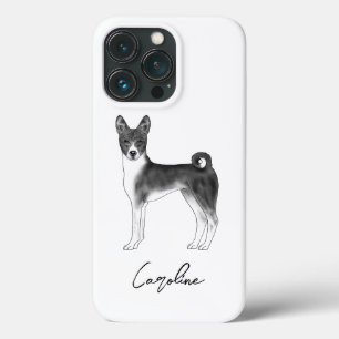 Cachorro Basenji Fofo Preto e Branco & Nome Person