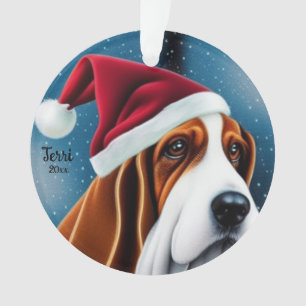Cachorro Basset, Natal, Papais noeis Ornamento de