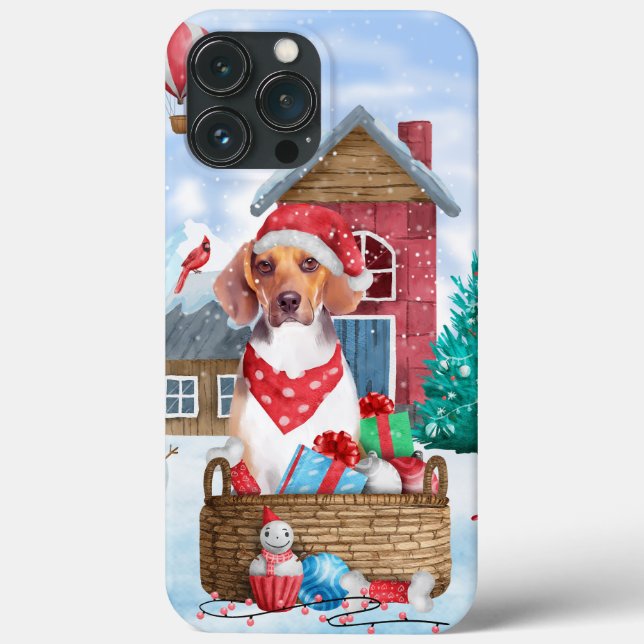 Cachorro Beagle na Casa de Natal na Neve (Verso)