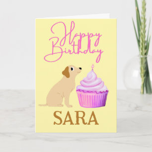 CACHORRO BONITO COM Cartão ANIVERSÁRIO DE CUPCAKE