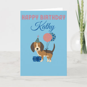 CACHORRO BONITO COM CARTÃO DE ANIVERSÁRIO DE BALÕE