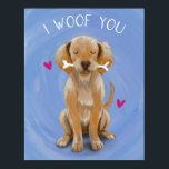 Cachorro Bonito com Osso, EU TE QUERO Impressão de<br><div class="desc">Mão bonita pintou a ilustração de um recuperador de ouros com um osso na boca com um texto acima que diz "eu te amo".</div>