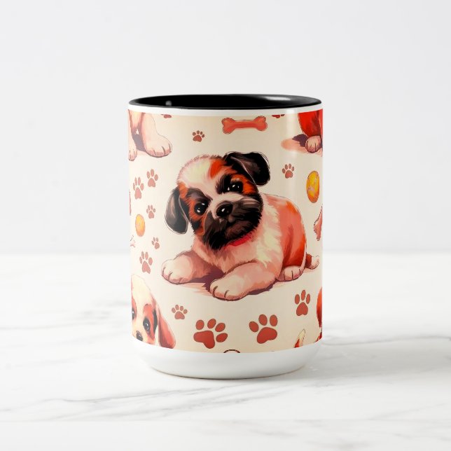 Cachorro bonito padrão 11 oz. caneca de café (Centro)