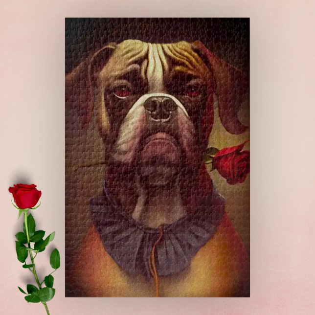 Cachorro Boxer com Quebra-cabeça Rosa | 1.014 Pcs (Criador carregado)