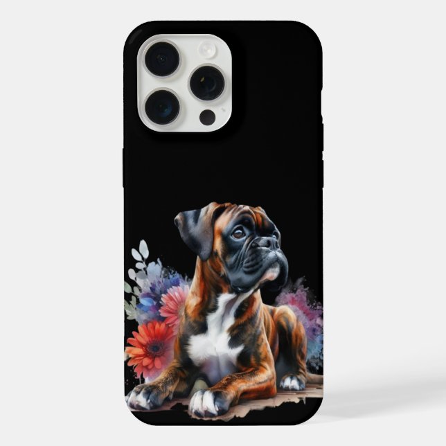 Cachorro Boxer em Flor Cachorro Boxer & Flores (Verso)