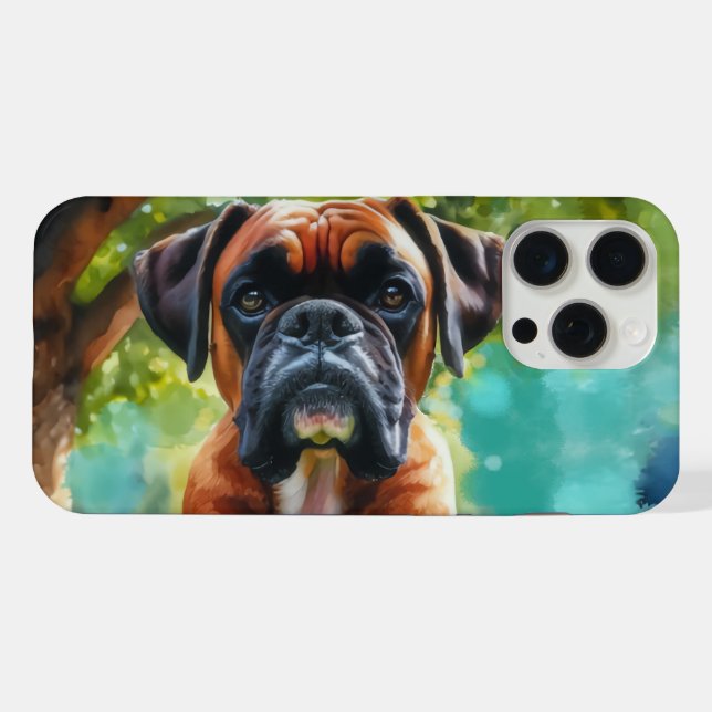 Cachorro Boxer no Parque – Arte em Estilo Aquarela (Verso Horizontal)