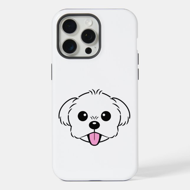 Cachorro Branco Bichon Cachorro Esticando A Língua (Verso)