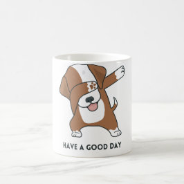 Cachorro Branco Marrom Ilustrado Tome uma Caneca d