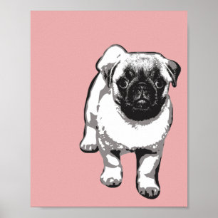 Cachorro Cachorro Moderno Poster de Arte Rosa Pret