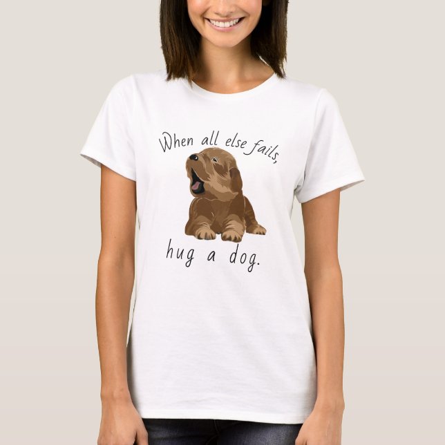 Cachorro Camiseta das Mulheres Abrindo um Cachorro (Frente)
