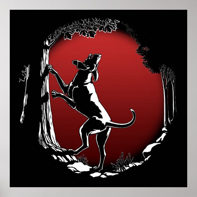 Cachorro Cão Poster Caçando Impressões Cachorros C (Frente)