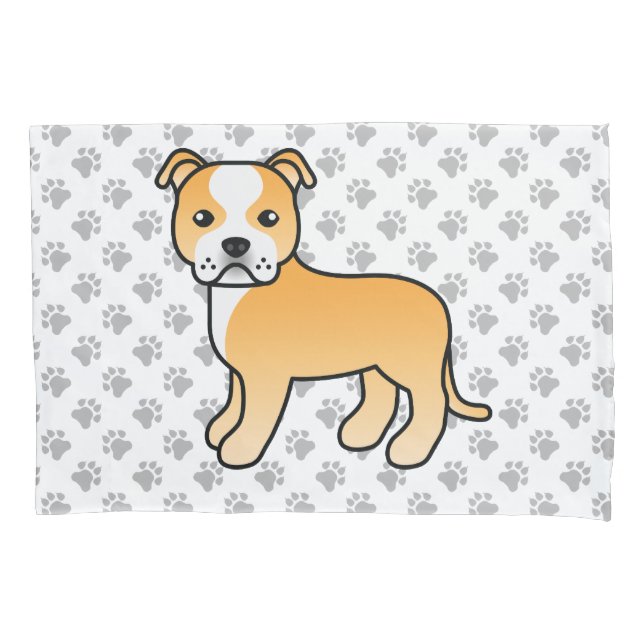 Cachorro Cartoon Fawn e Branco Staffie e Patas (Frente)