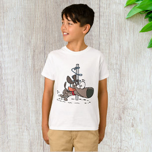 Cachorro Cartoon Tangido em Torno do Polo com Lash