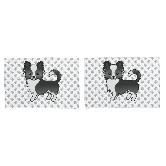 Cachorro Chihuahua de Casaco Longo Preto e Branco  (Frente - conjunto)