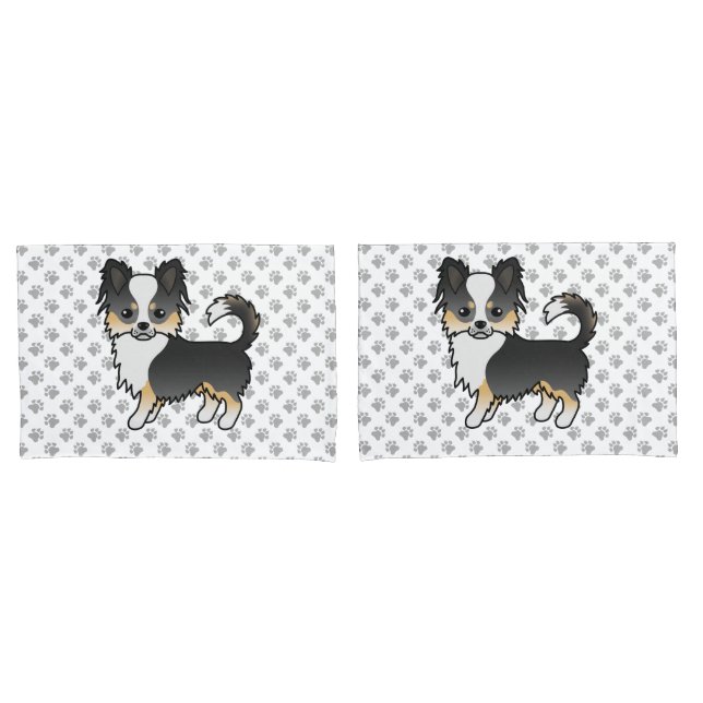 Cachorro Chihuahua de Casaco Longo Preto Tricolor  (Frente - conjunto)