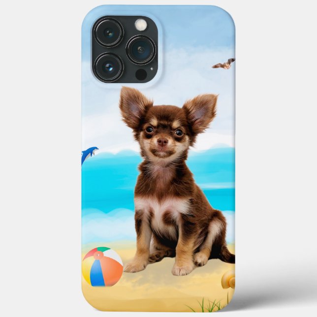 Cachorro Chihuahua na Praia (Verso)