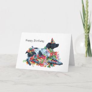 Cachorro com Cartão de Aniversário de Fitas Curv