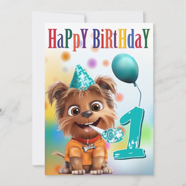 Cachorro com Chapéu de Festa de Aniversário (Frente)