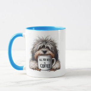 Cachorro com xícara de café
