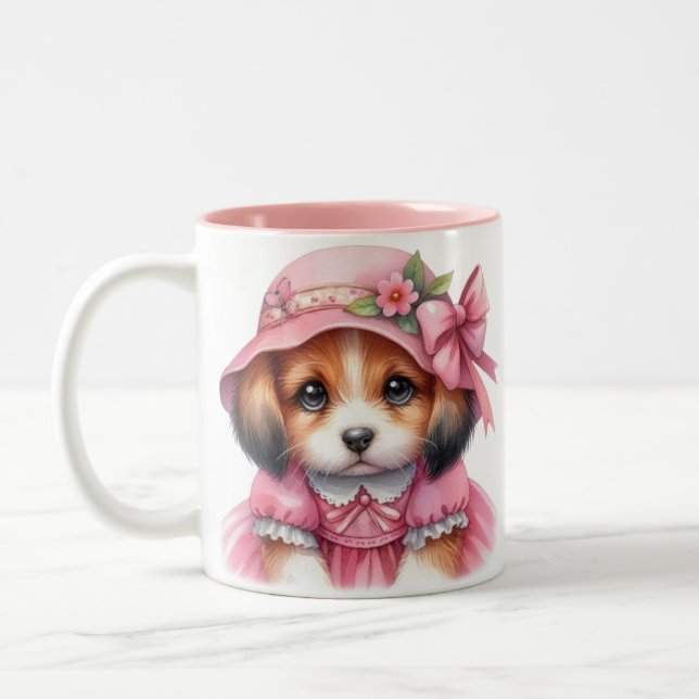 Cachorro Cor-De-Rosa Bonito E Caneca Rosa (Esquerda)