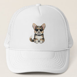 Cachorro Corgi Punk de Óculos de Sol e Boné - Arte