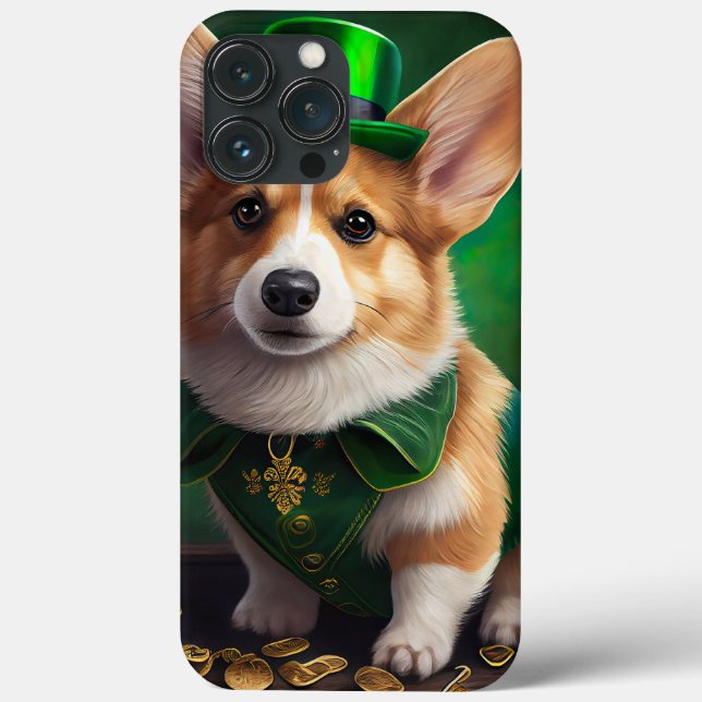 Cachorro Corgi vestido para o Dia de São Patrício (Verso)