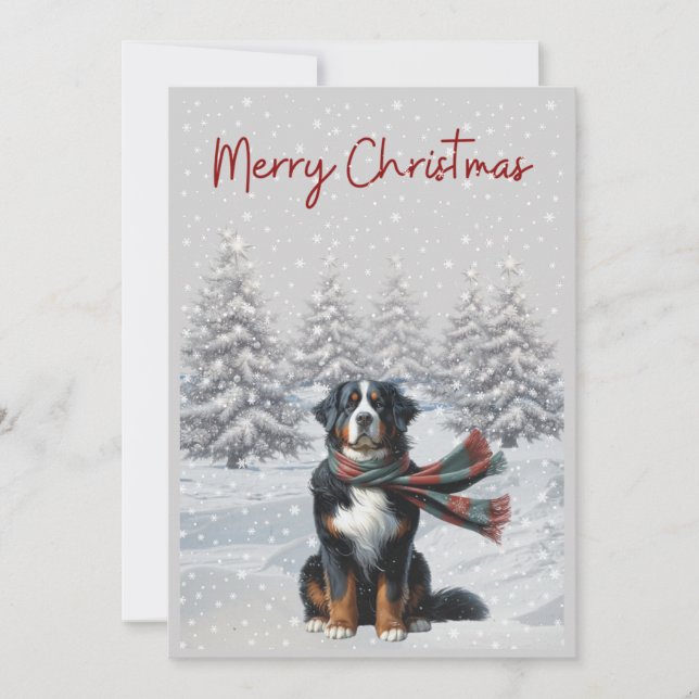 Cachorro da Montanha Bernese no cartão de Natal da (Frente)