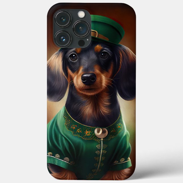 Cachorro Dachshund com Roupa do Dia de São Patríci (Verso)