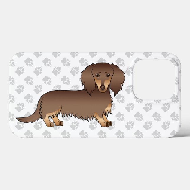 Cachorro Dachshund de Cabelo Longo Chocolate e Beg (Verso (horizontal))