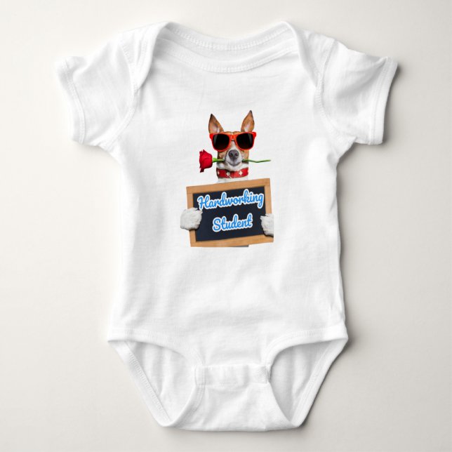 Cachorro de bebê camiseta com formato de cão engra (Frente)