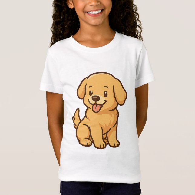 Cachorro de Cartoon Bonito - Design de Camisa T Di (Frente)