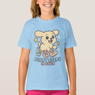 Cachorro de Cartoon Bonito Meninas de Camisa T Cac