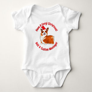 Cachorro de Corgi de Natal com camiseta Santa Hat