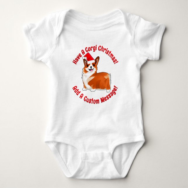 Cachorro de Corgi de Natal com camiseta Santa Hat (Frente)