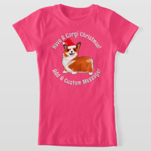 Cachorro de Corgi de Natal com camiseta Santa Hat