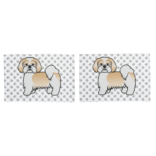Cachorro De Desenho Animado Fofo Lhasa Apso Dourad (Frente - conjunto)